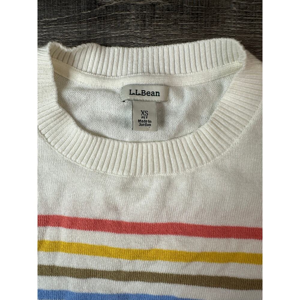LL Bean White Multi-Color Stripes Sweater Cotton Cashmere Blend Preppy XS - Picture 8 of 10